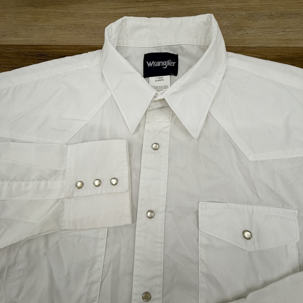 Wrangler Long Sleeve Western Shirt White Pearl Snap Button Men Size XL